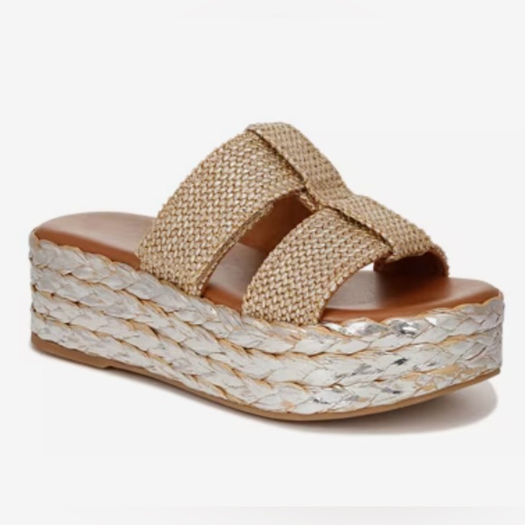 Zodiac Izzy Gold & Sliver Woven Chunky Raffia Platform 2” Sandals Size 8.5 - Picture 12 of 12